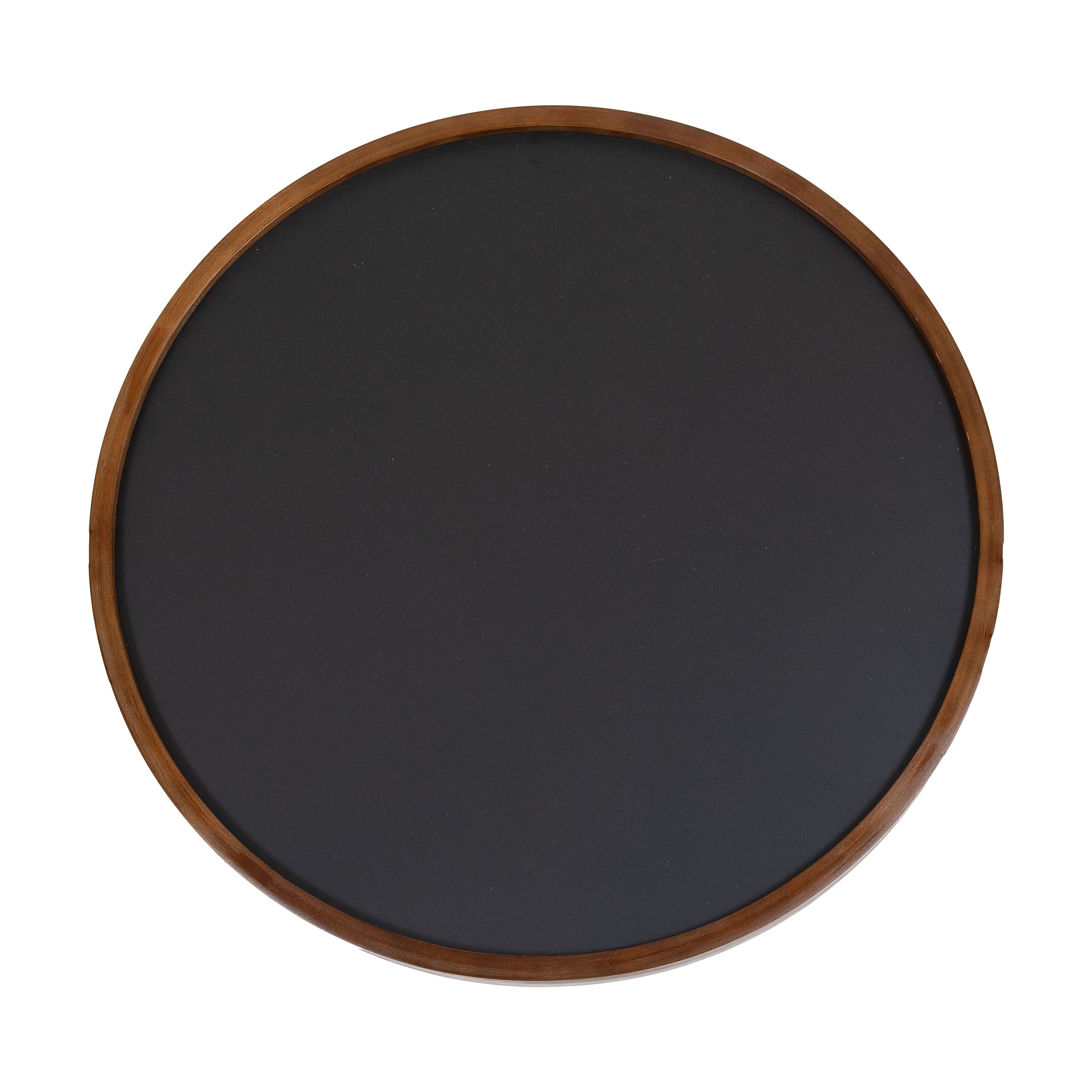Sunnydaze - Round Magnetic Wall Chalkboard with Frame - Rustic Brown