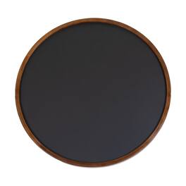 Sunnydaze - Round Magnetic Wall Chalkboard with Frame - Rustic Brown