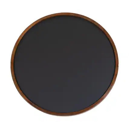 Front. Sunnydaze - Round Magnetic Wall Chalkboard with Frame - Rustic Brown.