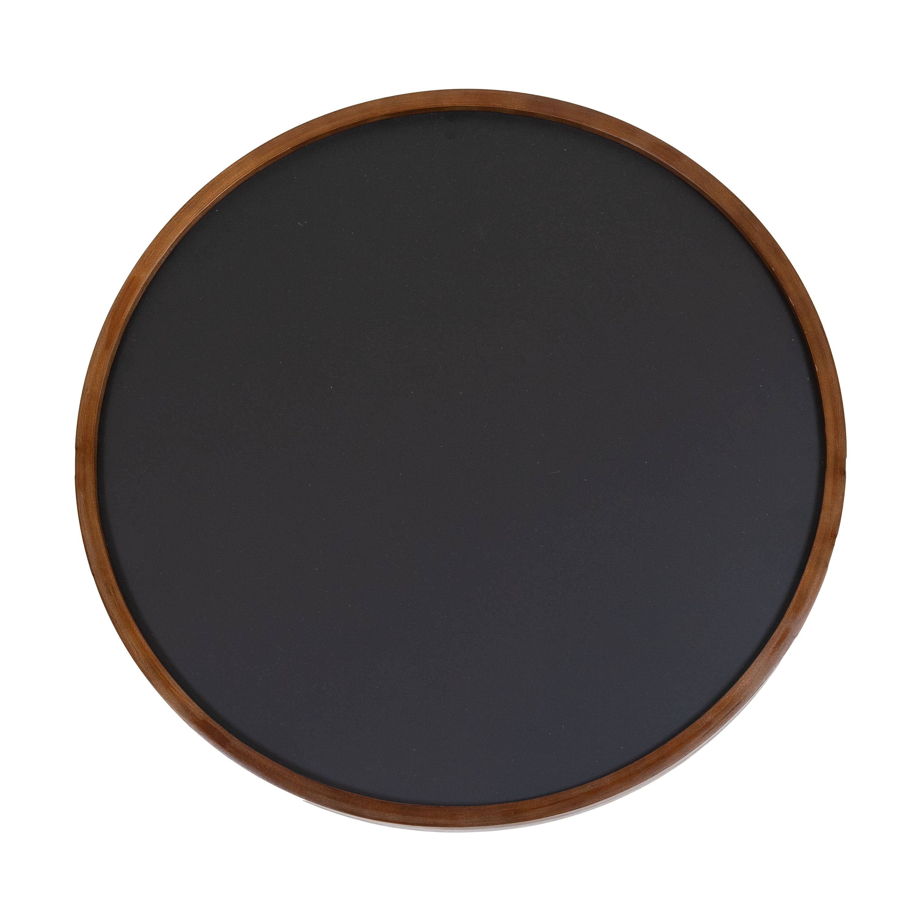 Front. Sunnydaze - Round Magnetic Wall Chalkboard with Frame - Rustic Brown.
