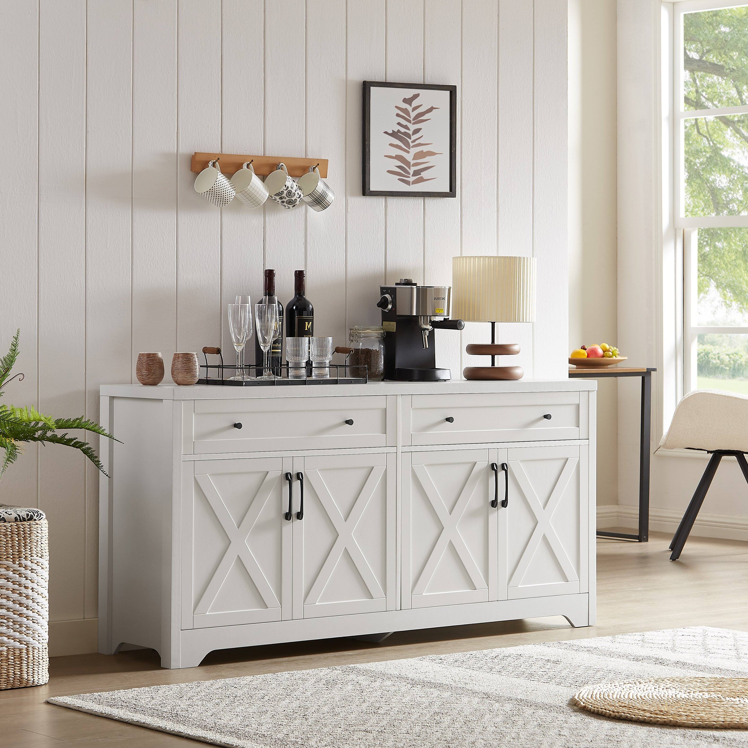 Left. APRILSOUL - 61 inch TV cabinet for living room multifunctional combination TV cabinet large capacity storage cabinet white - White.