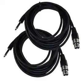 HQRP - 2-Pack 16.5 ft 1/4 in TS Mono to XLR Female Microphone Cables for Mixer, Amplifier, Guitar - Black