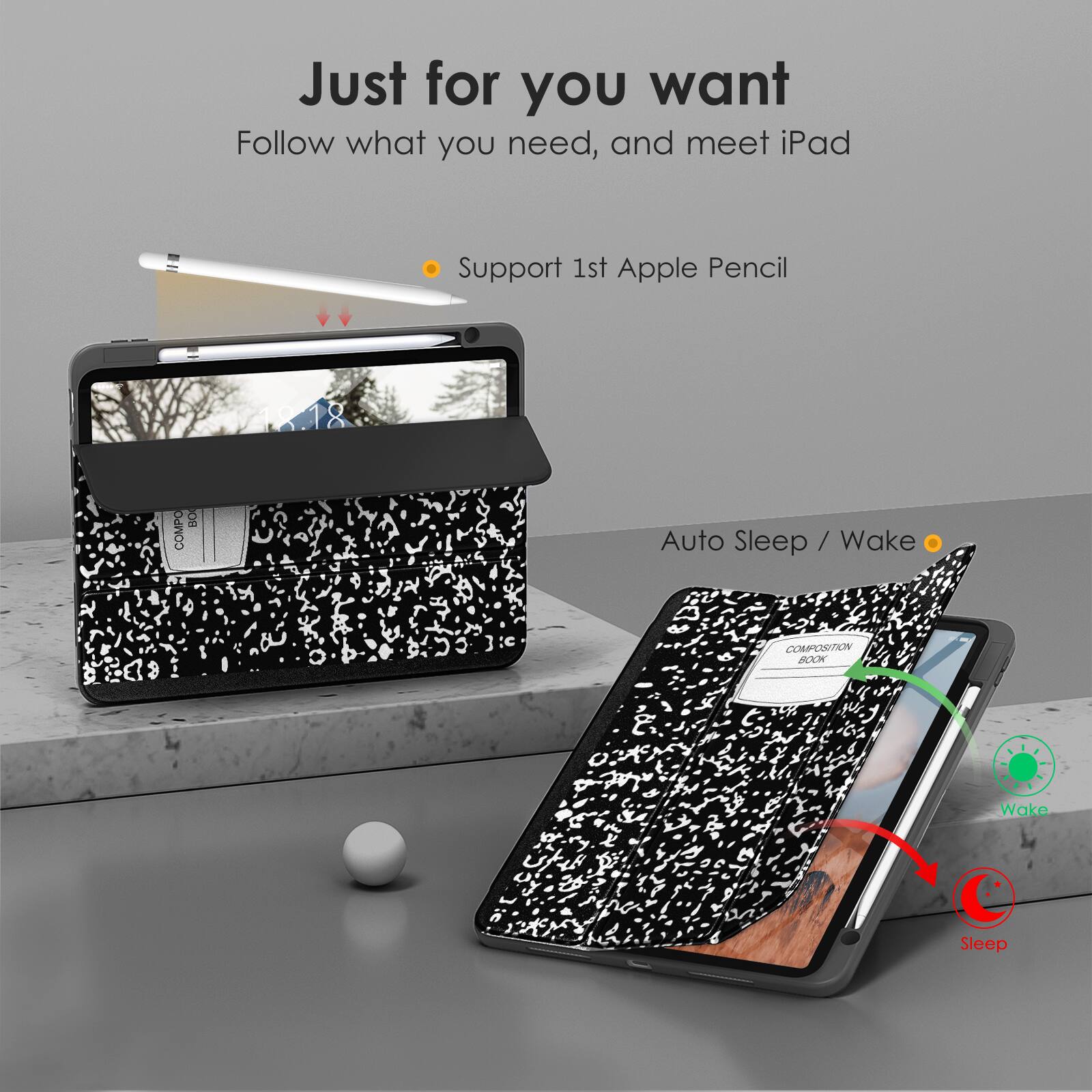 Just for you want  
Follow what you need, and meet iPad  

- Support 1st Apple Pencil  
- Auto Sleep / Wake
