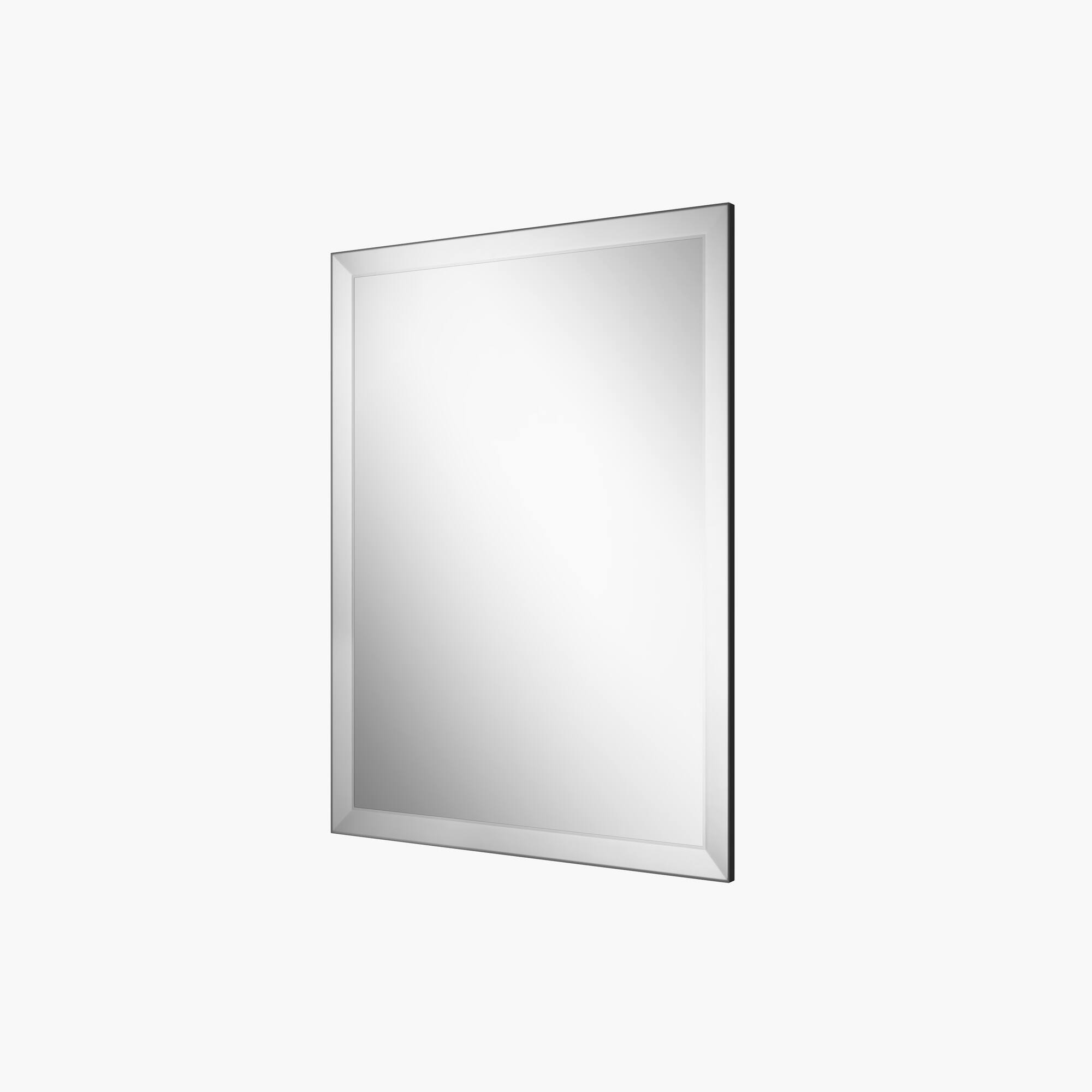 Alt View 1. Boyel Living - 40 in W x 32 in L Silver Rectangular Slanted Edge Aluminum Framed Wall Bathroom Vanity Mirror.