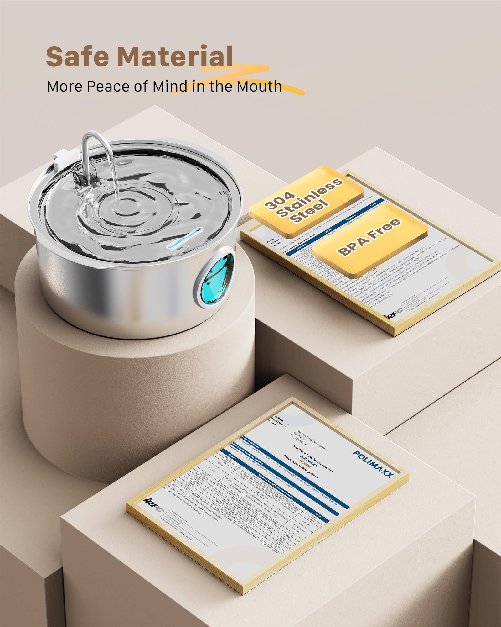 Safe Material  
More Peace of Mind in the Mouth  

304 Stainless Steel - BPA Free  

POLIMAXX