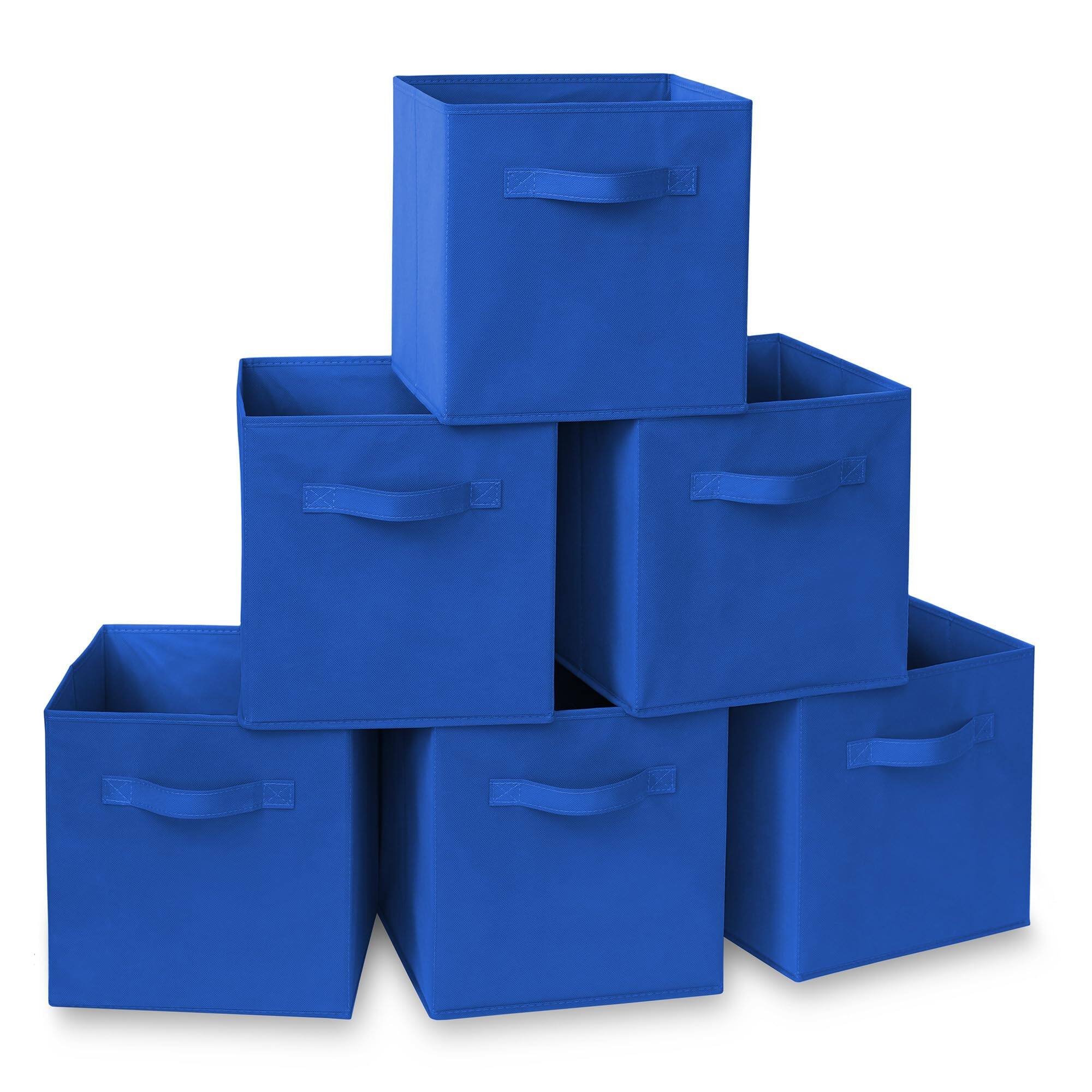 Dapper Styles - Collapsible Fabric Cube Storage Bins - 11" Foldable Cloth Baskets For Shelves Cubby Organizers & More - Royal Blue-10.5" x 10.5" x 11"