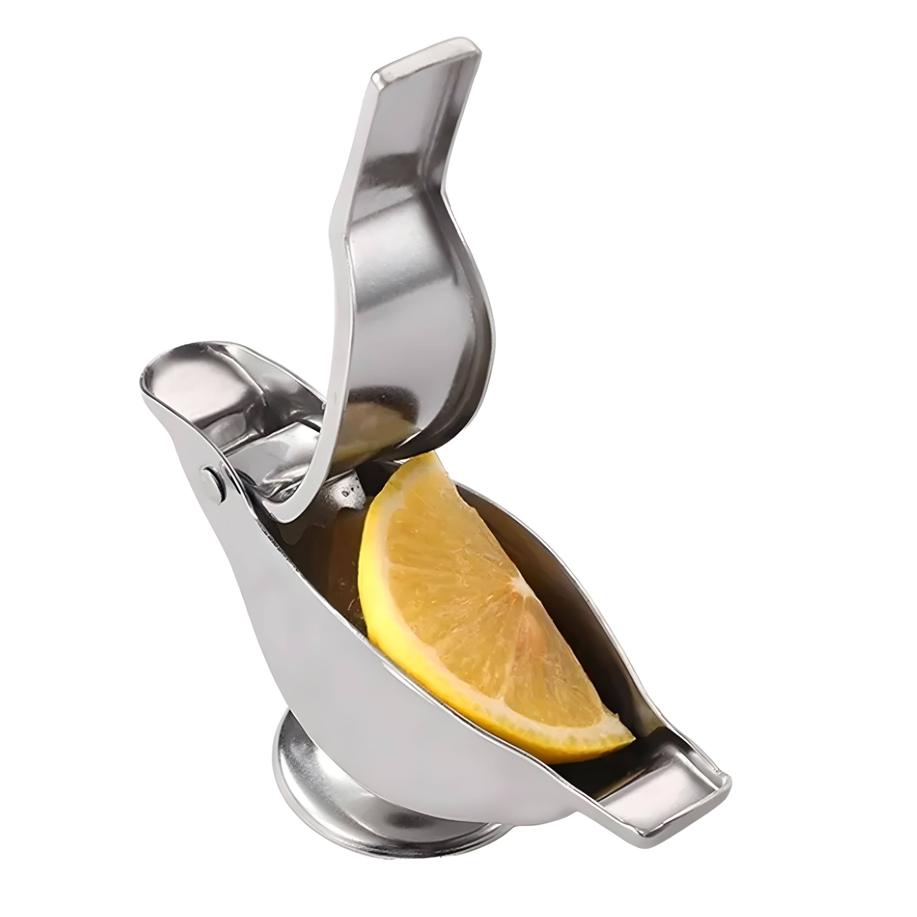 Left. Kitcheniva - Stainless Steel Portable Handheld Lemon Squeezer - Silver.