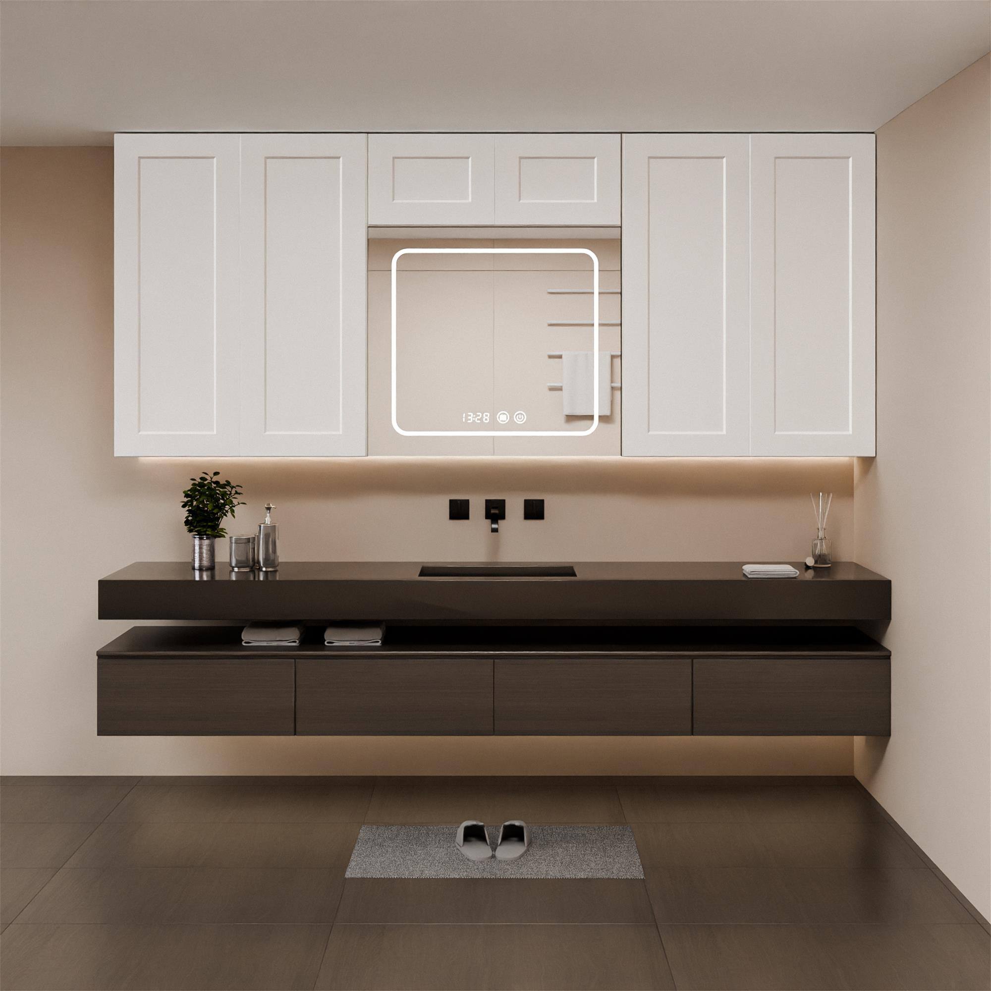 Alt View 4. Boyel Living - White Shaker Wall Cabinet with RTA 30-in L x 12-in W x 18-in H for Kitchen Bathroom Laundry Garage - White.