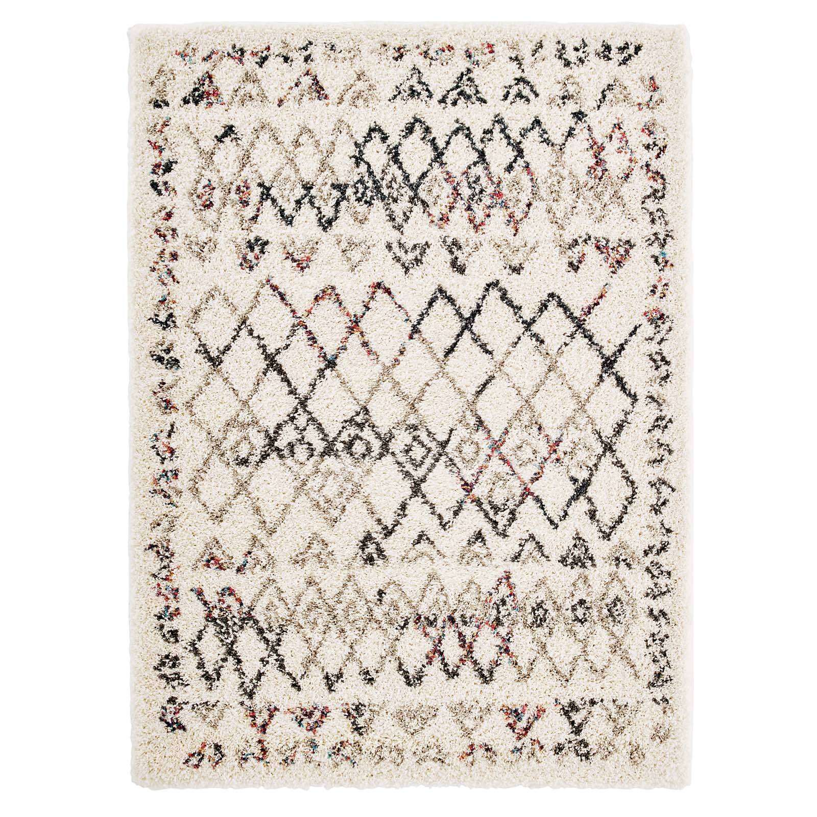 Angle. Modway - Skadi Rainbow Diamond Shag Area Rug - Multicolor.