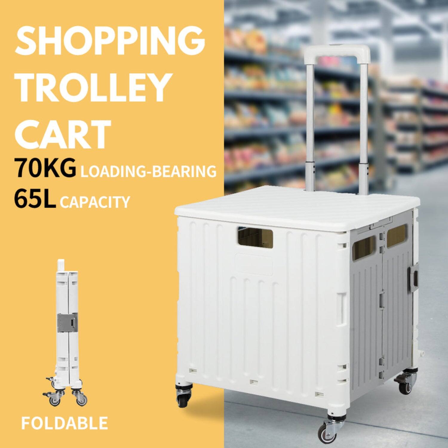 SHOPPING TROLLEY CART  
70KG LOADING-BEARING  
65L CAPACITY  
FOLDABLE
