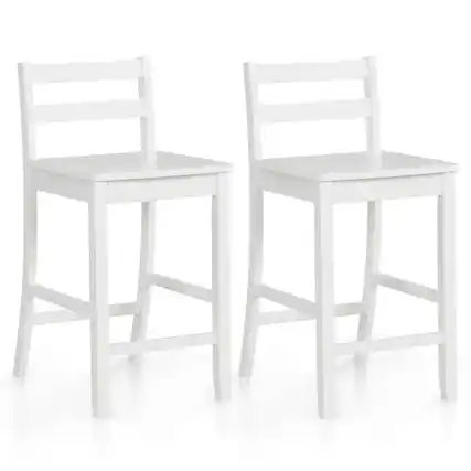 Front. Kadyn - Wooden Bar Stools 2-Pc Set with Ergonomic Backrest and Footrest-White, for Kitchen Island - White.