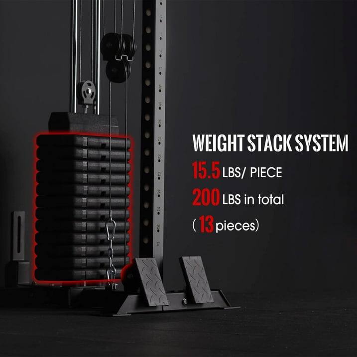 WEIGHT STACK SYSTEM
15.5 LBS/ PIECE
200 LBS in total
(13 pieces)
