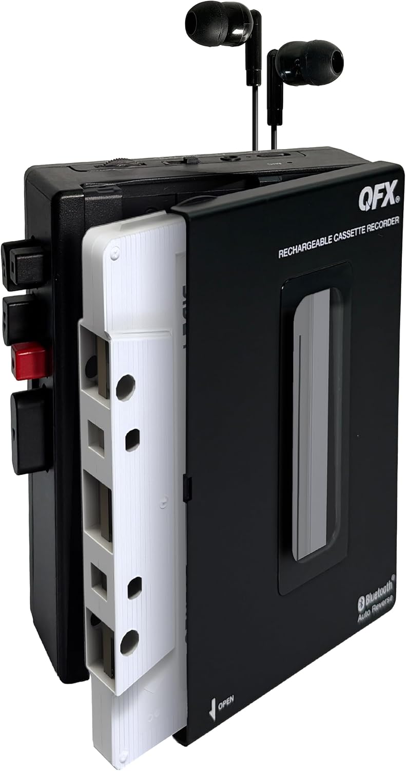QFX. RECHARGEABLE CASSETTE RECORDER  
Bluetooth Reverse Auto  
OPEN