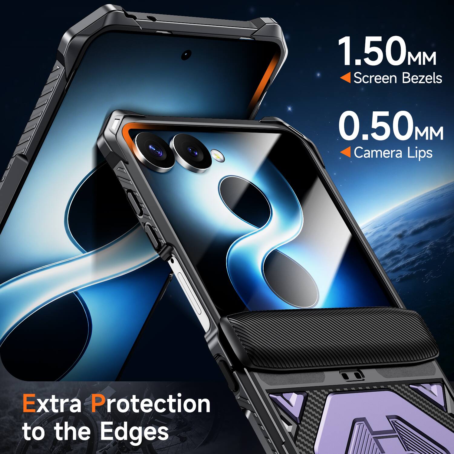 1.50MM Screen Bezels  
0.50MM Camera Lips  
Extra Protection to the Edges