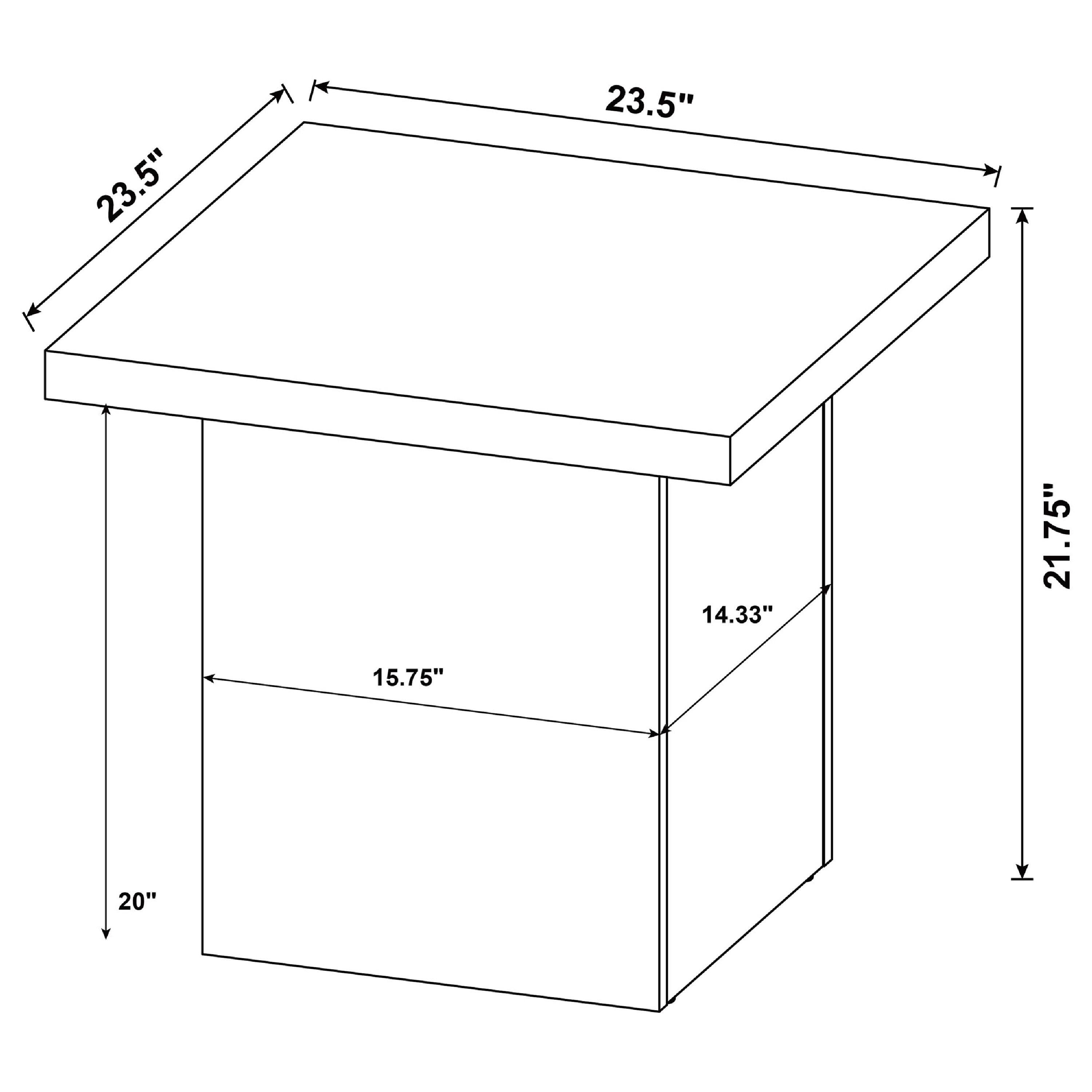 23.5" x 23.5" x 14.33" x 21.75" x 15.75" x 20"