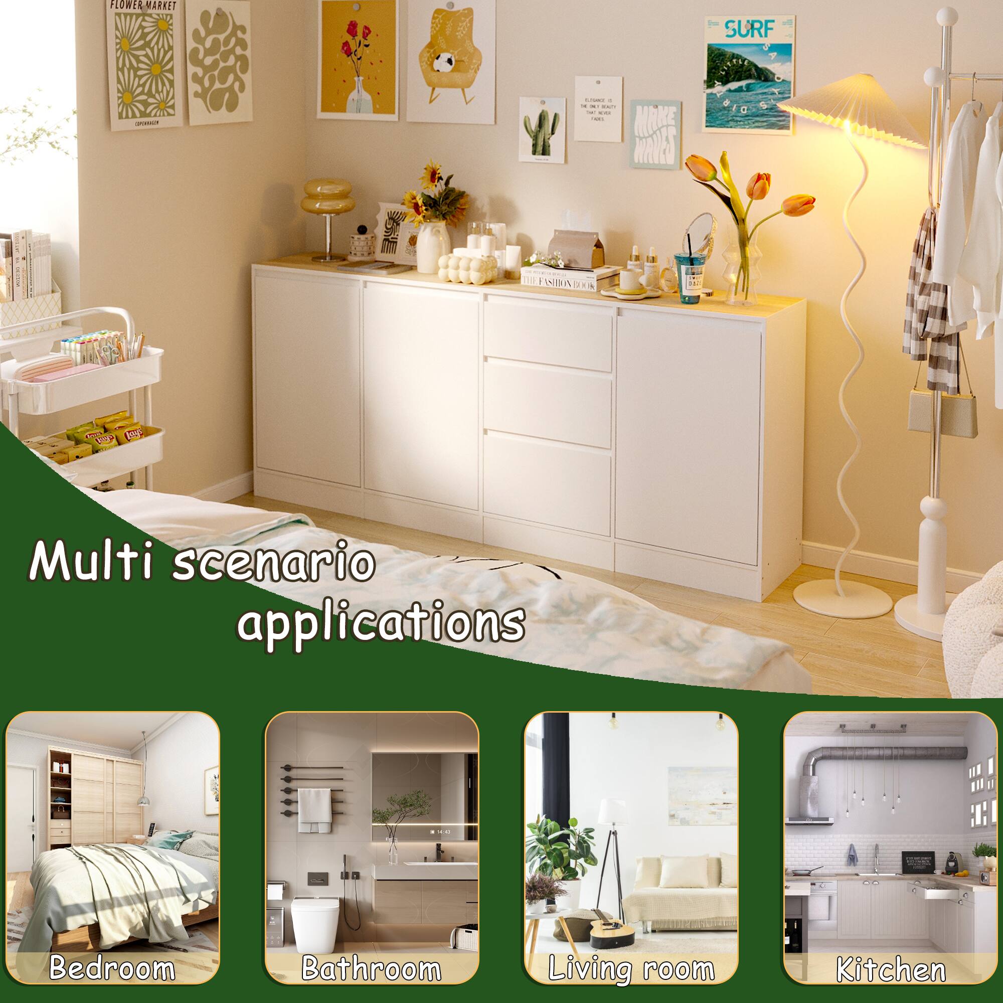 FLONER MARKED SURF - I + - - A - .. I MAKE WANE THE FININA  a D. bos Multi scenario applications Bedroom Bathroom Living room Kitchen