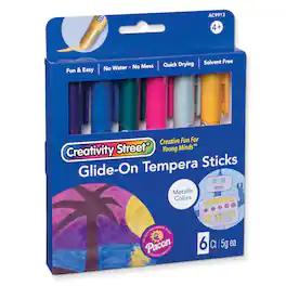 Creativity Street - Glide-On Tempera Paint Sticks 6 Assorted Metallic Colors 5 grams 6 Count