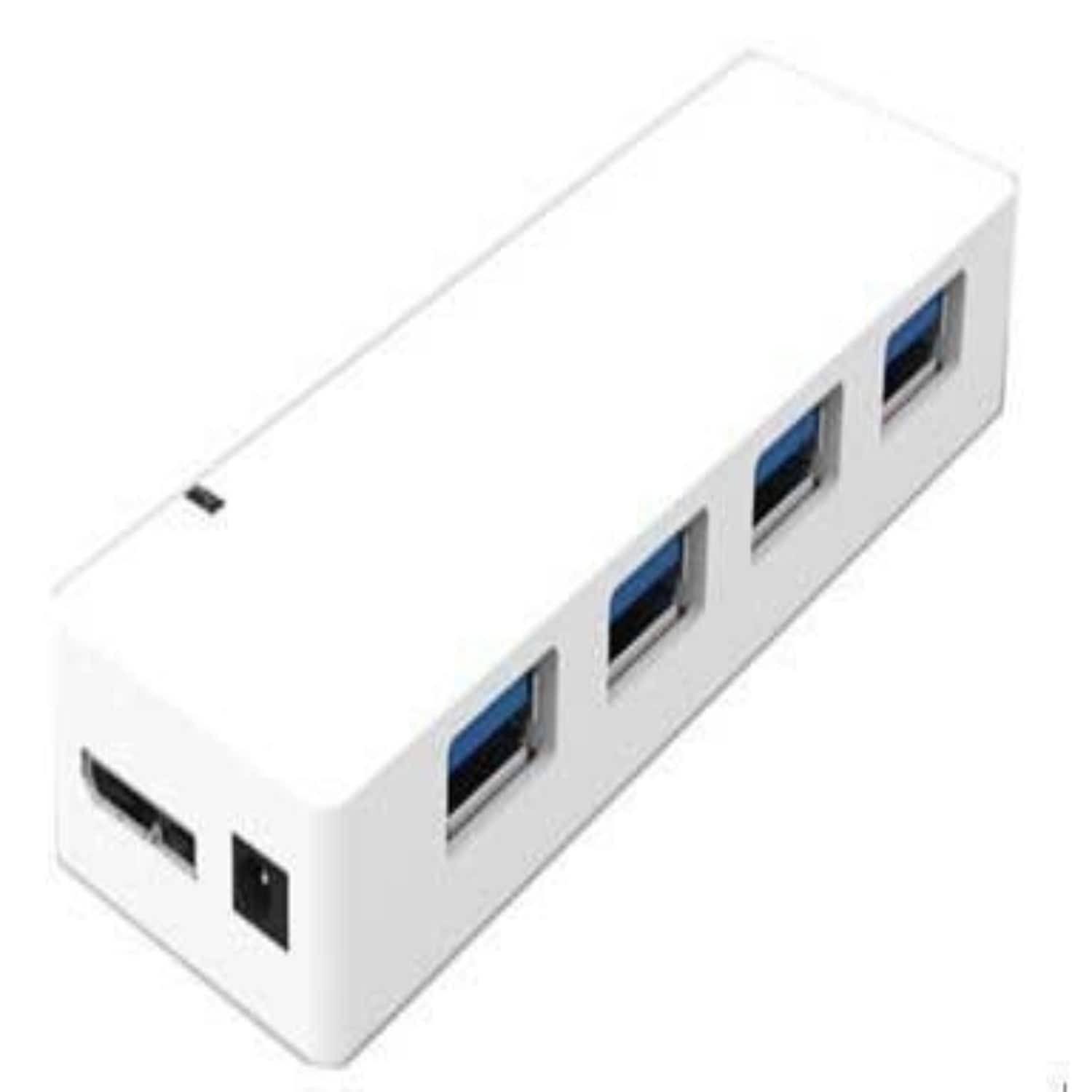 Sanoxy - 4-Port USB 3.0 Hub with Power Adapter - White