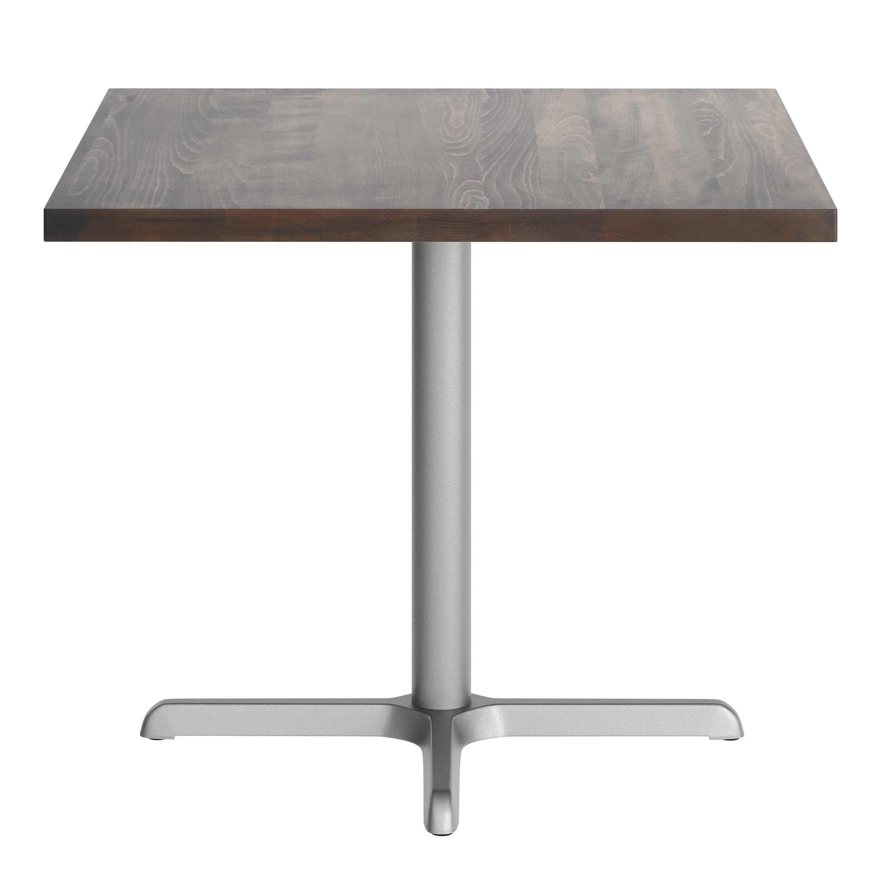 Angle. Flash Furniture - Bennett 36" Square Solid Wood Commercial Indoor Tabletop in Dark Brown with 30" x 30" Dining Height Rust-Resistant Silve - Brown.