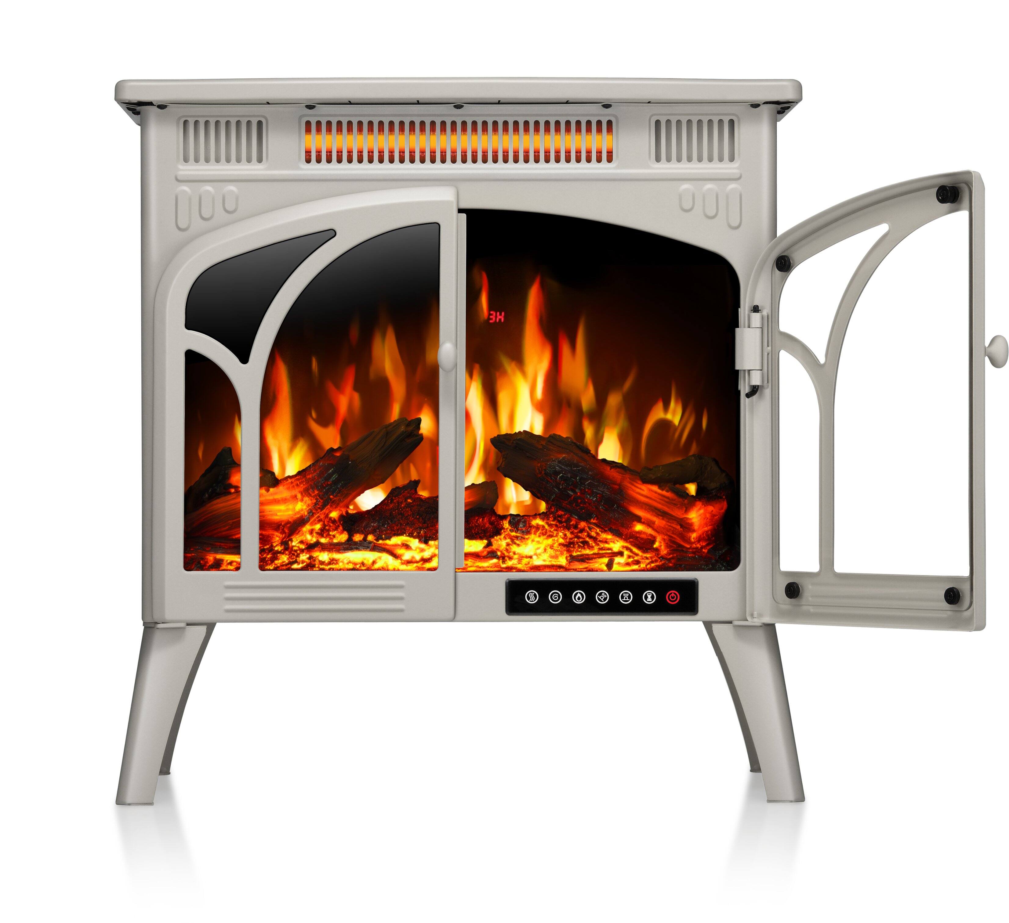 Alt View 1. Bestier - Electric Fireplace Heater 24.25" with Remote, Adjustable Brightness and Heating Mode, Flame Effects & Log Colors, Beige - Beige.