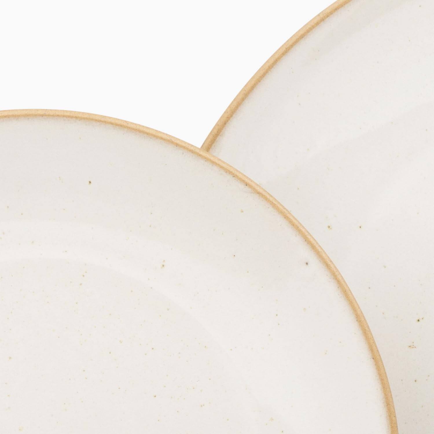 Back. Larder & Vine - 16-Piece Classic Dinnerware Set for 4, Ceramic Stoneware Made in Portugal - Sand.