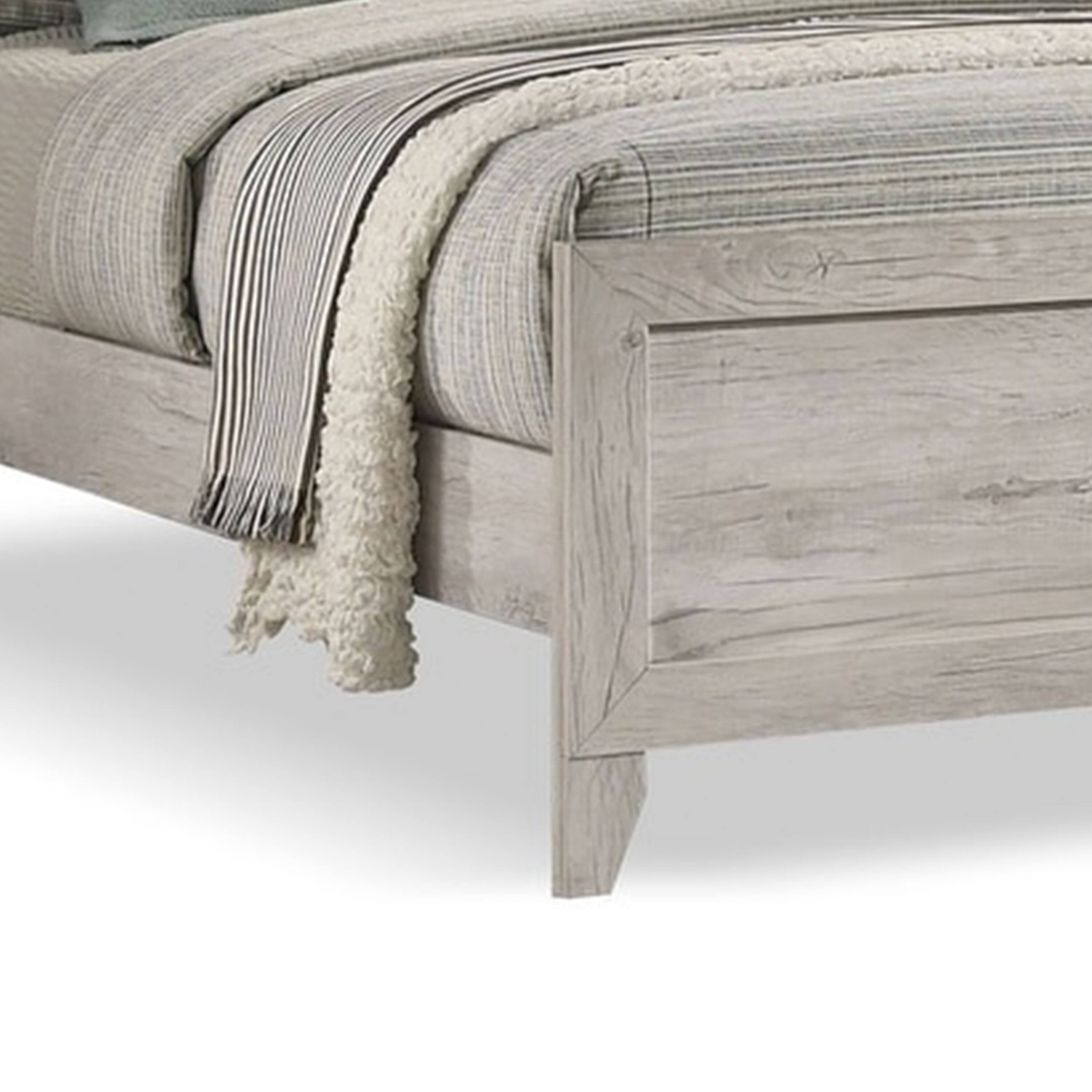 Manhattan Lane Miot Queen Size Bed w Headboard Shelves, Weathered Tone ...