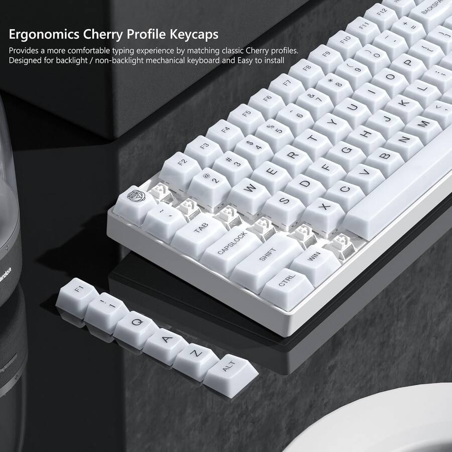White Computer Keyboard Transparent Womier Jelly Keycaps,Clear Cute Keycaps, Transparent Custom Cherry ...