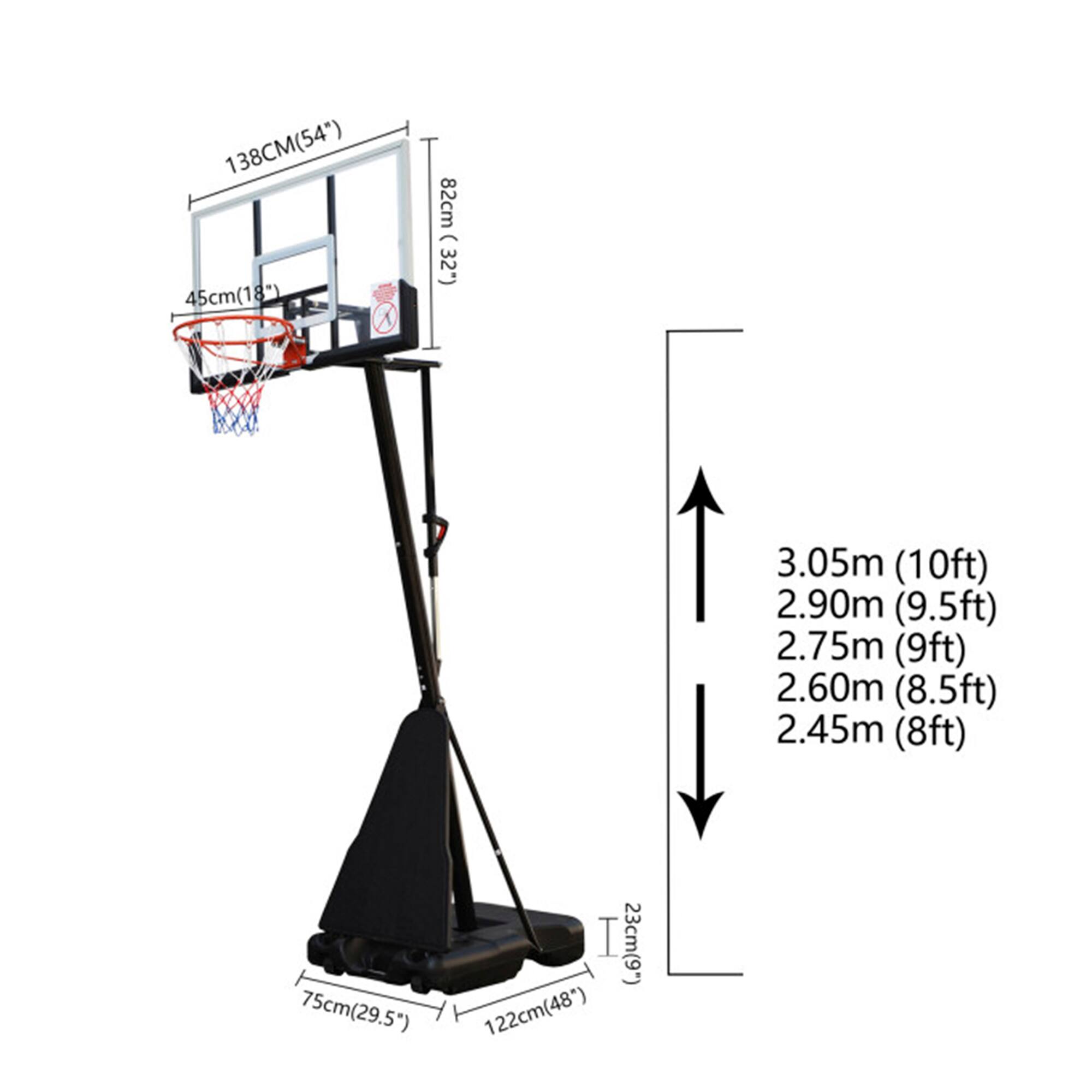 138CM(54")  
45cm(18")  
82cm (32")  
3.05m (10ft)  
2.90m (9.5ft)  
2.75m (9ft)  
2.60m (8.5ft)  
2.45m (8ft)  
23cm(9")  
75cm(29.5")  
122cm(48")