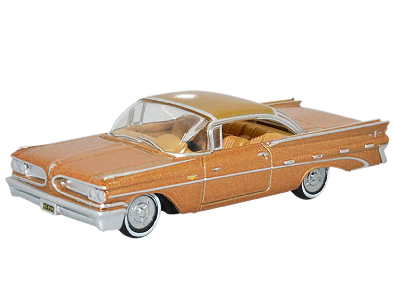 Alt View 1. Oxford Diecast - 1959 Pontiac Bonneville Coupe Canyon Copper Metallic 1/87 (HO) Scale Diecast Model Car by Oxford Diecast.