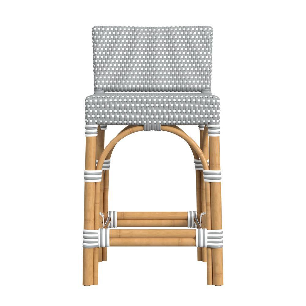 Alt View 1. Butler Specialty - Serienna Rectangular Rattan Low Back 24.5" Counter Stool - Gray And White.