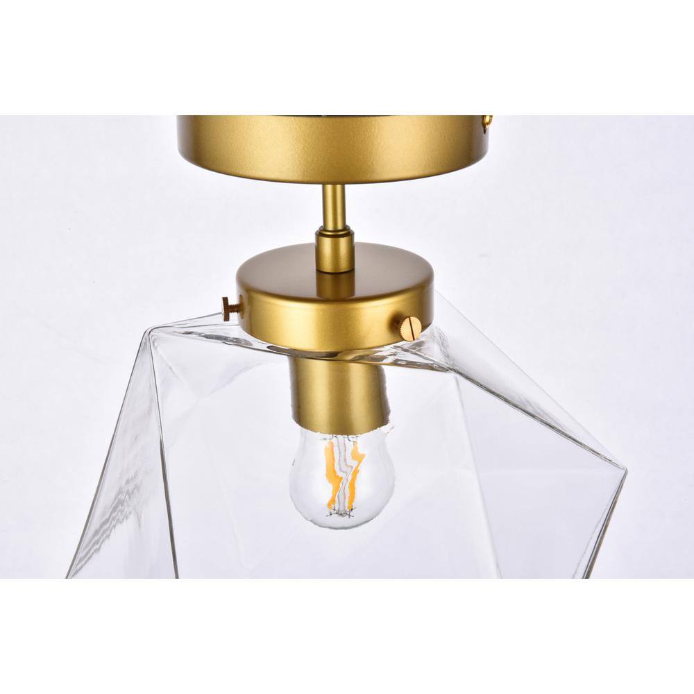 Alt View 4. Living District - Lawrence 1 light brass and clear glass flush mount - Brass And Clear.