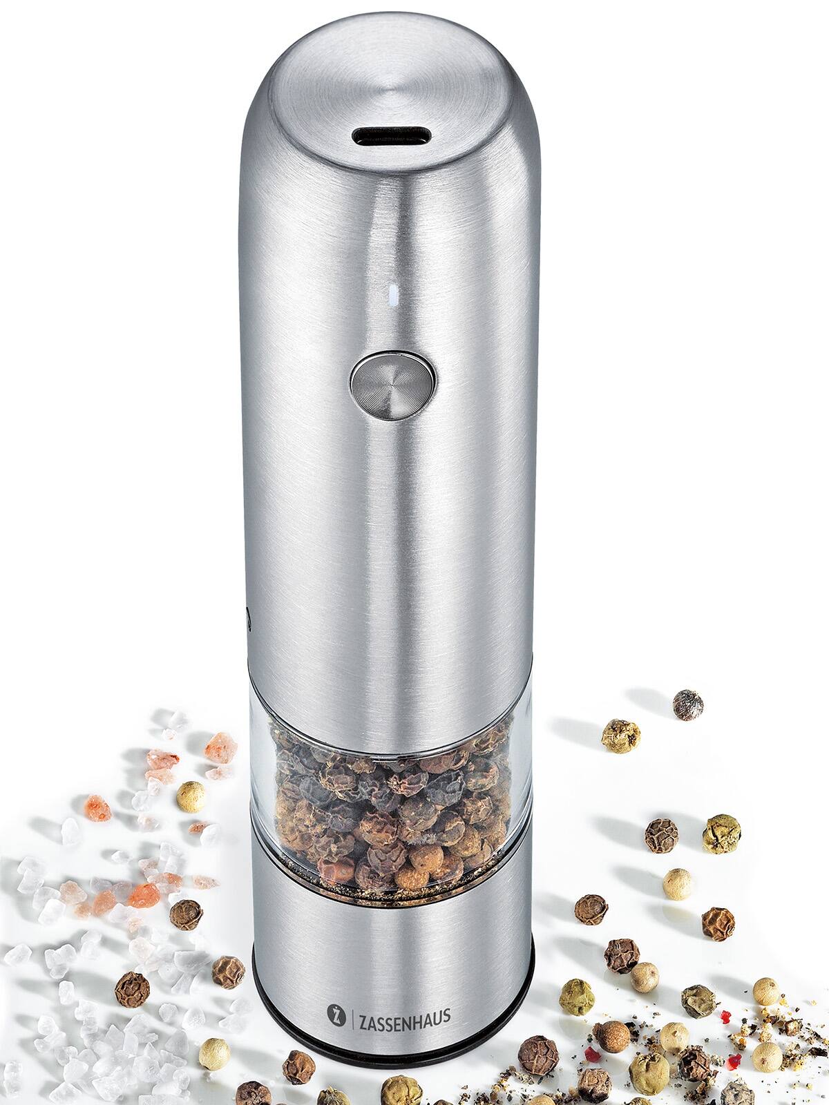 Alt View 2. Zassenhaus - Koln Rechargeable Salt or Pepper Mill, 5.5" H x 1.5", Chrome - Chrome.