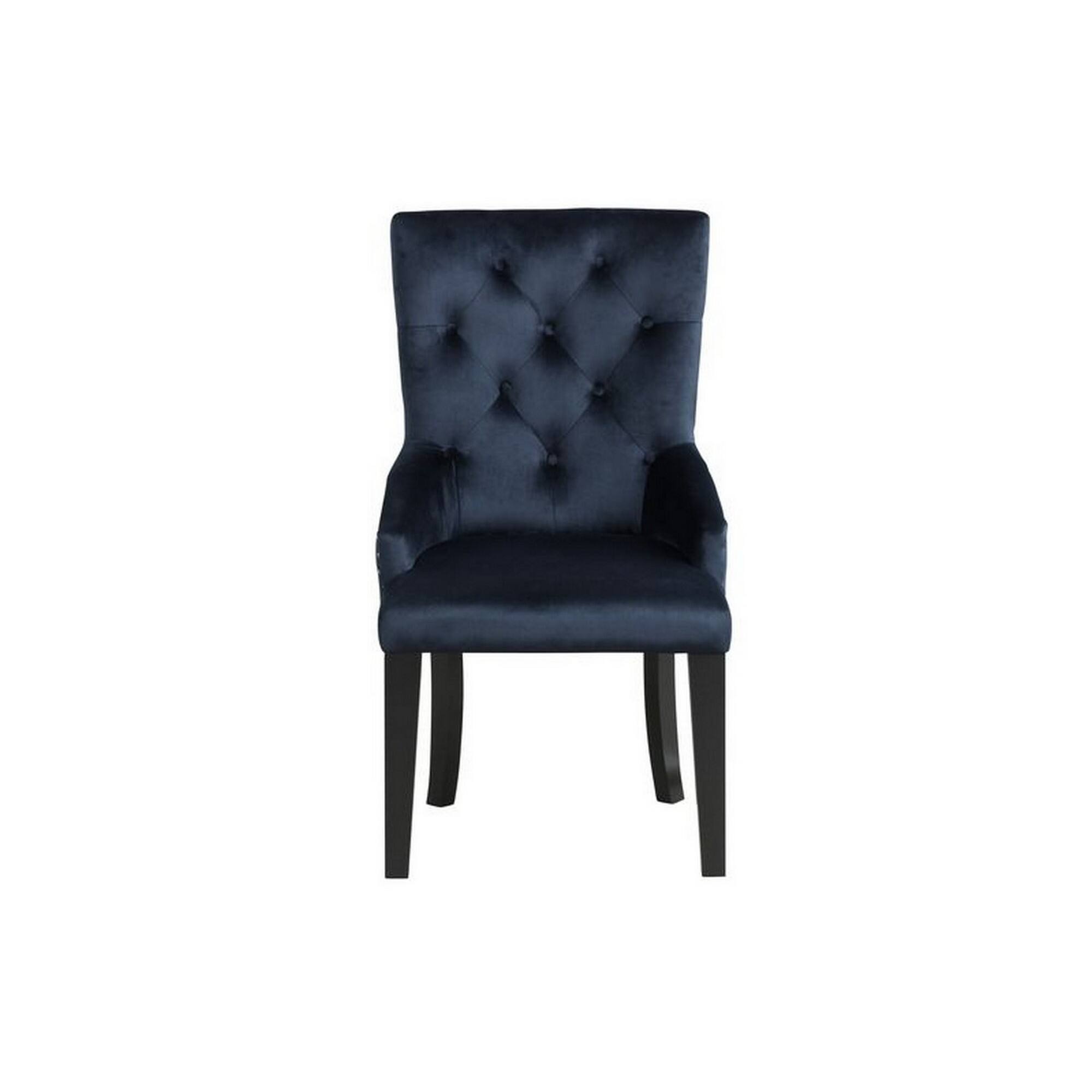 Alt View 1. Manhattan Lane - Luna 41 Inch Modern Accent Chair, Tight Back, Button Tufted - Blue and Black.