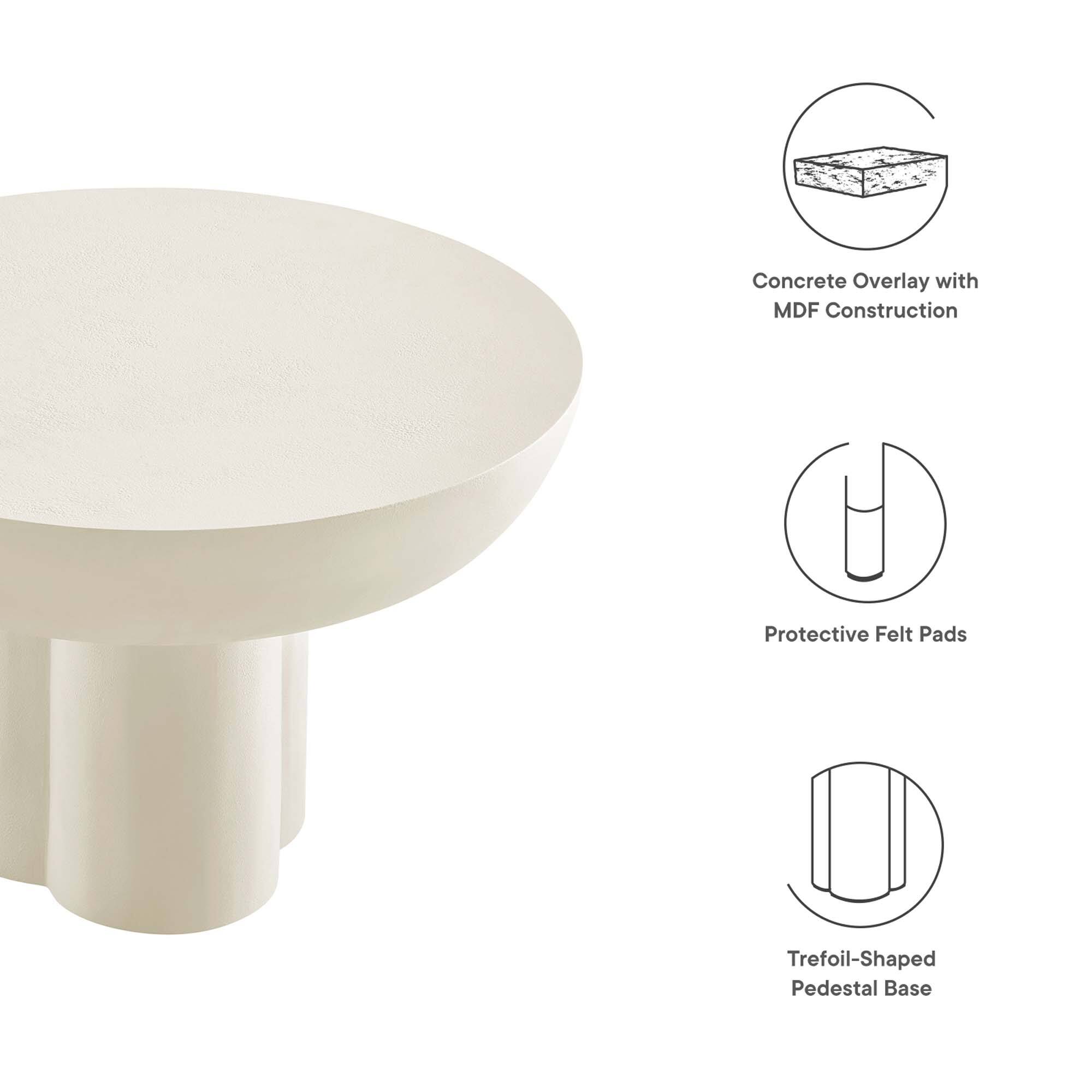 Concrete Overlay with MDF Construction  
Protective Felt Pads  
Trefoil-Shaped Pedestal Base