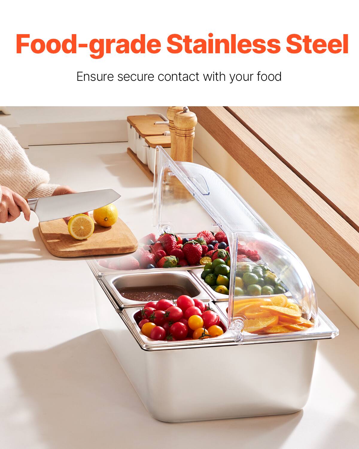 Food-grade Stainless Steel  
Ensure secure contact with your food