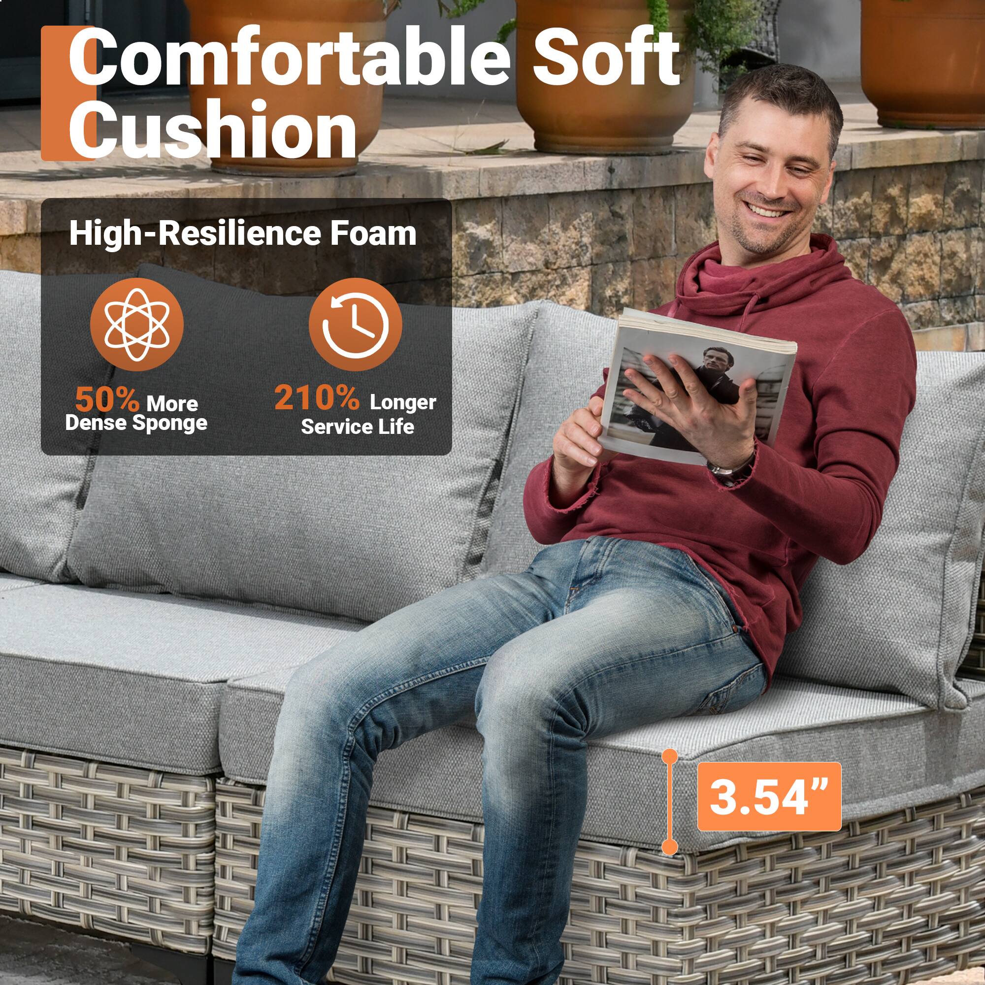 Comfortable Soft Cushion

High-Resilience Foam

50% More Dense Sponge

210% Longer Service Life

3.54"