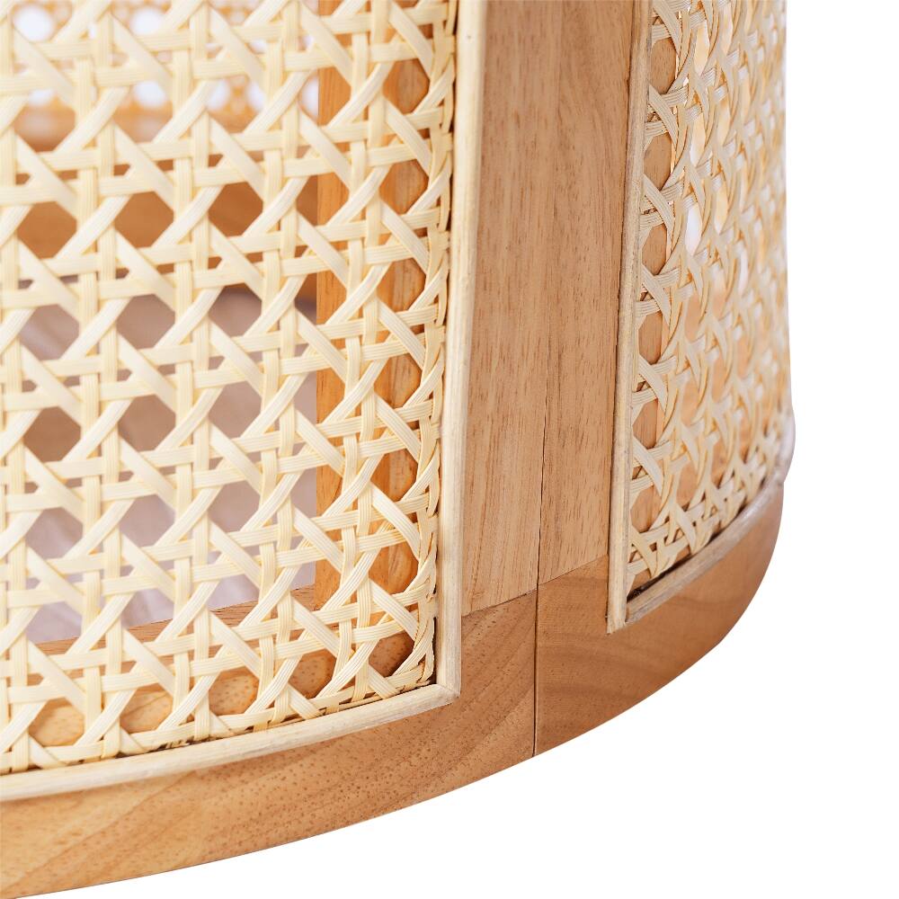 Alt View 6. Loheer - Loheer Rubber Wood Side Table Natural Color Round End Table Compact Nightstand Minimalist Accent Table - Natural.