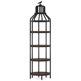 Kadyn - Bookshelf, Storage Shelf, Bookcase,Industrial Bookshelf, 4-Tier Etagere Bookcase with Bird Cage Design - Brown