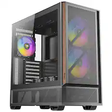 Front. Antec - P30 ARGB, 5 PWM Fans Included, Metal Mesh Front with Wood Accents, Supports 360mm Top Radiator, Mid-Tower ATX Case - Black.