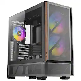 Antec - P30 ARGB, 5 PWM Fans Included, Metal Mesh Front with Wood Accents, Supports 360mm Top Radiator, Mid-Tower ATX Case - Black