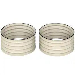 Outsunny - Set of 2 Raised Garden Bed, Metal Planter Box with Safety Edging - Cream White