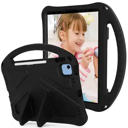 Front. UUCOVER - Kids Case for iPad A16 11" 2025 / iPad 10th Gen 10.9" 2022,Shockproof EVA Case Handle Kickstand Back Cover - Black.