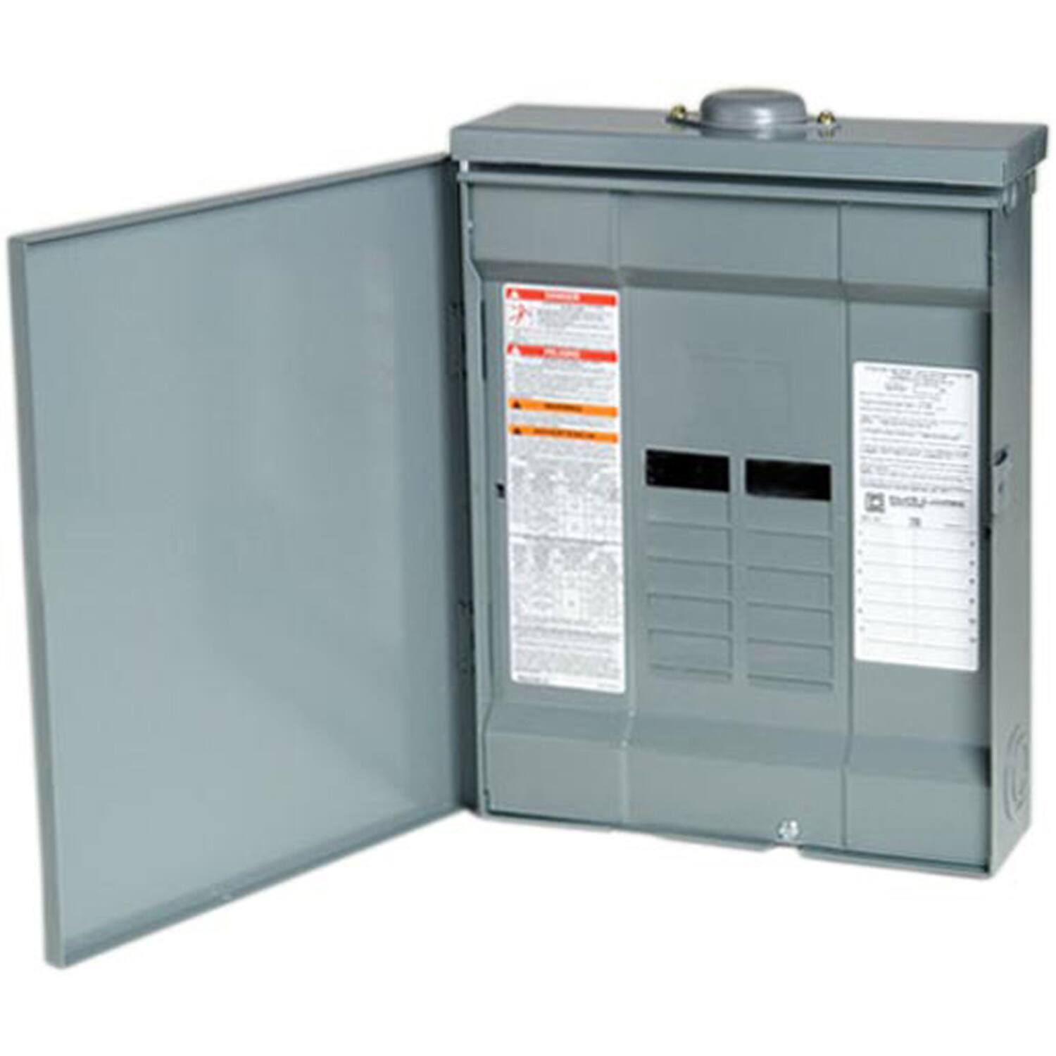 Front. Square D - Square D HomeLine 125 amps 120/240 V 12 space 24 circuits Combination Mount Main Lug Load Center.