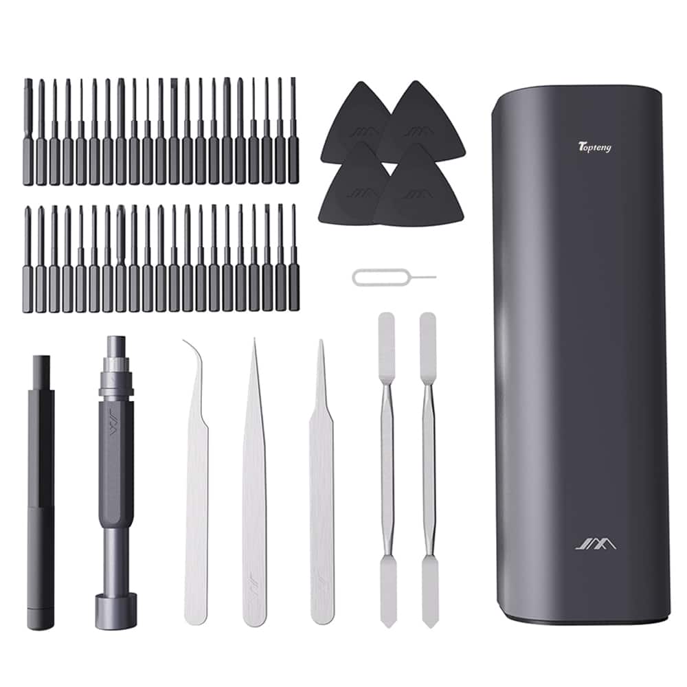 Topteng - ​​56-Piece Precision Screwdriver Kit with S2 Steel Bits - Magnetic, Portable Case for Electronics Repair​