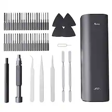 Front. Topteng - 56-Piece Precision Screwdriver Kit with S2 Steel Bits - Magnetic, Portable Case for Electronics Repair.