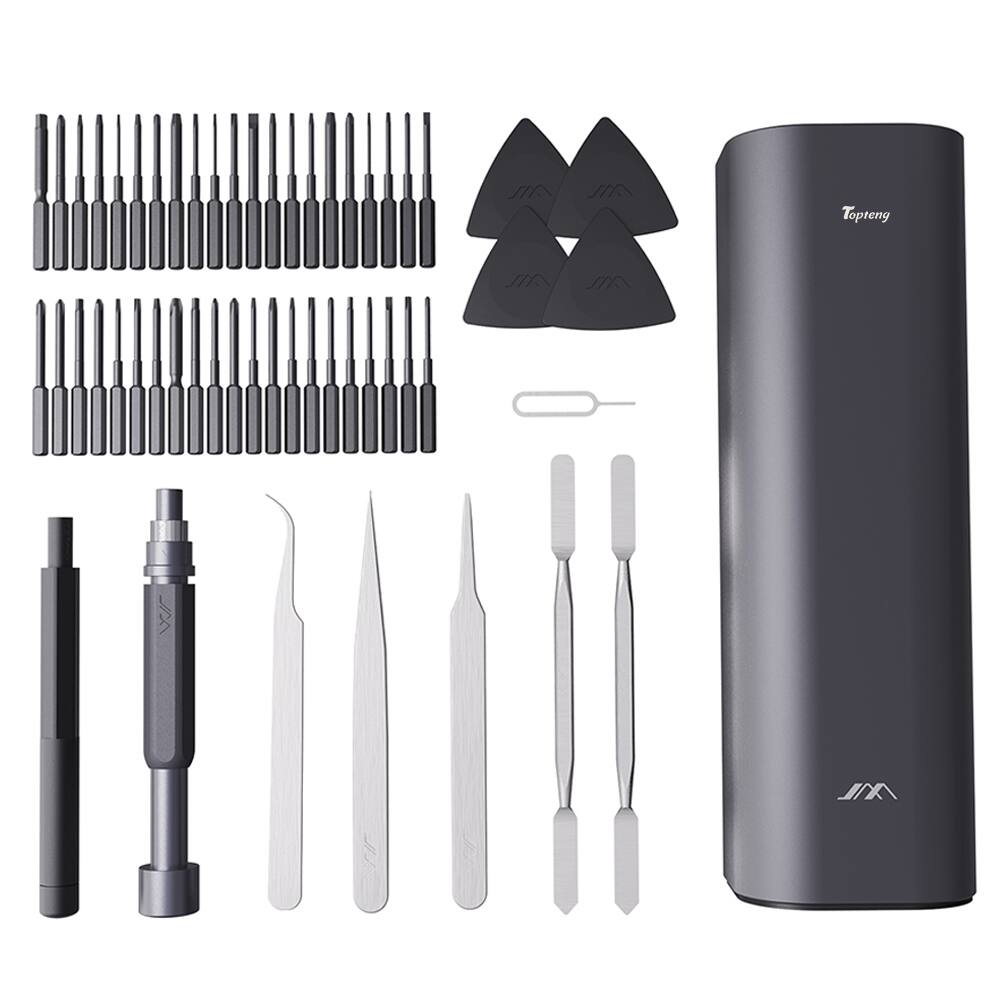 Front. Topteng - ​​56-Piece Precision Screwdriver Kit with S2 Steel Bits - Magnetic, Portable Case for Electronics Repair​.