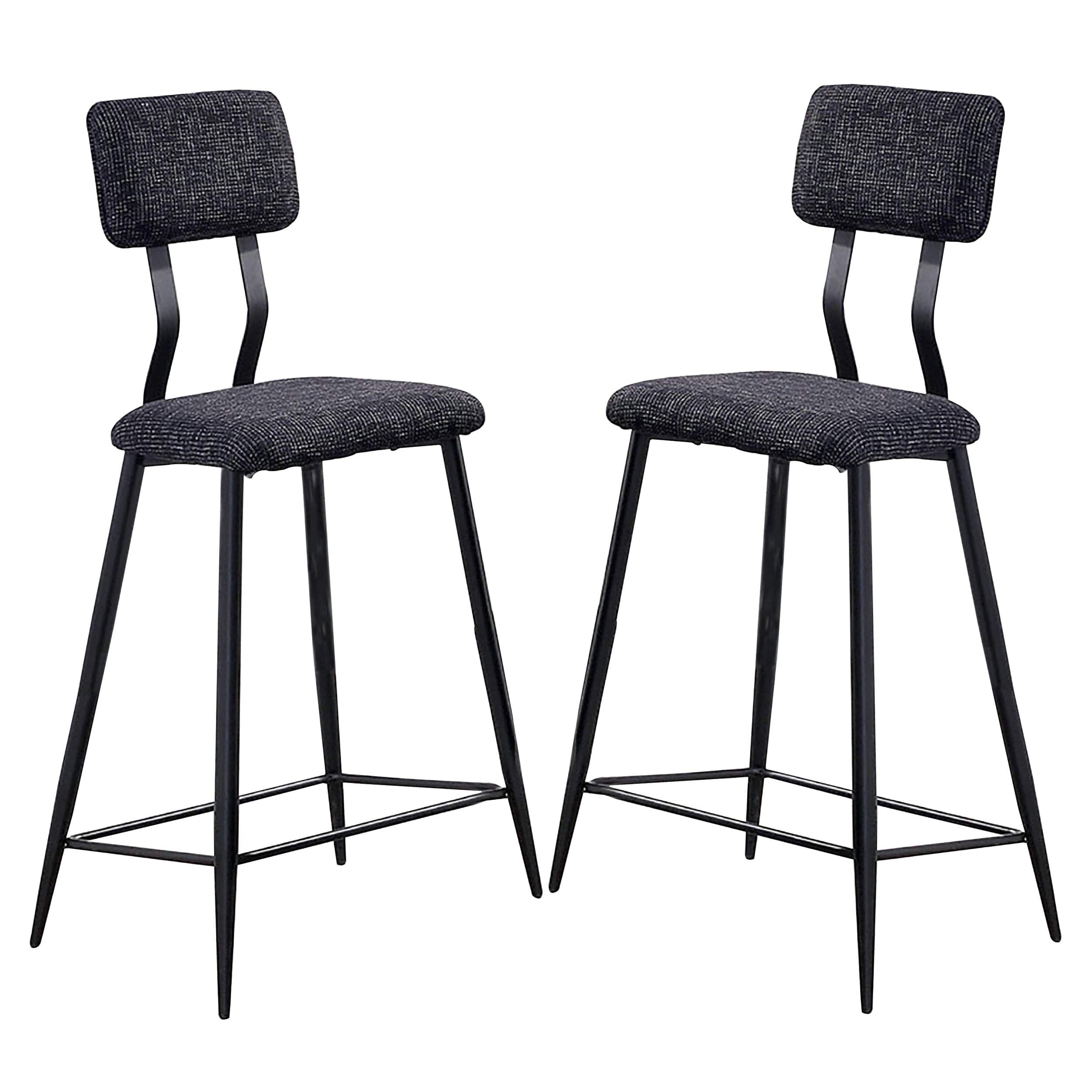 Manhattan Lane - 30 Inch Bar Height Chair, Padded Seating, Metal Legs - Black