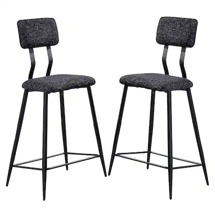 Front. Manhattan Lane - 30 Inch Bar Height Chair, Padded Seating, Metal Legs - Black.