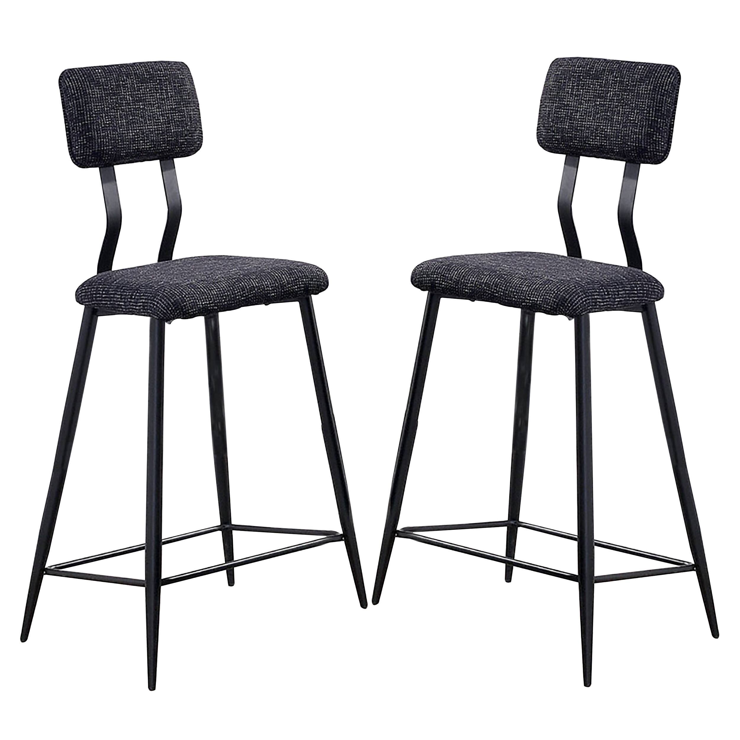 Front. Manhattan Lane - 30 Inch Bar Height Chair, Padded Seating, Metal Legs - Black.