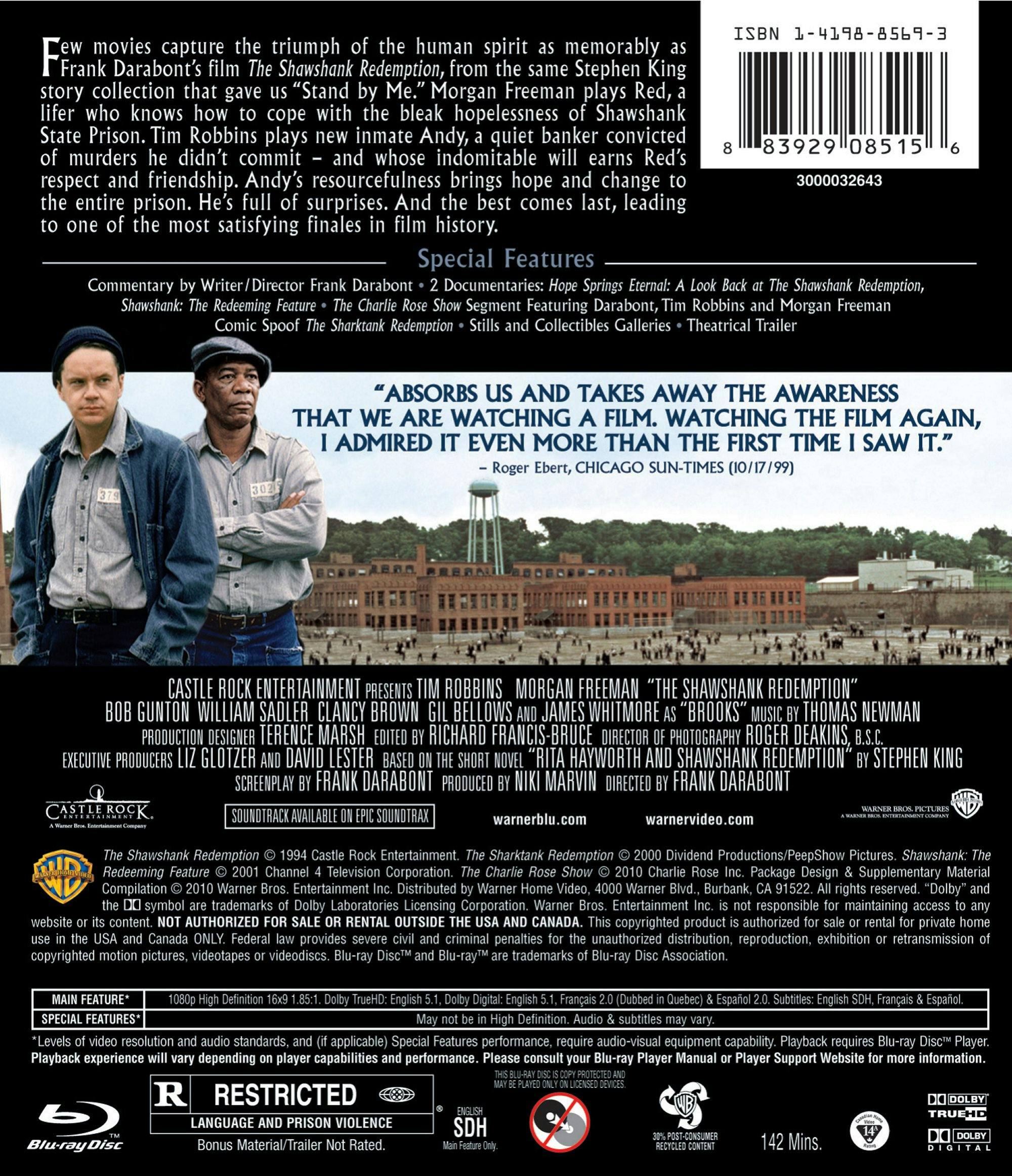 Back. The Shawshank Redemption [Blu-ray].